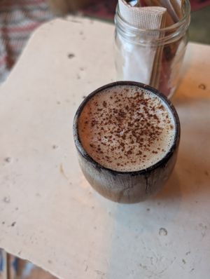 Cappuccino at Roots in Aljezur