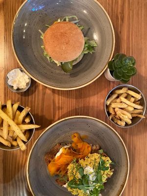 Vegam salmon with scrumbled tofu :) at Source in York