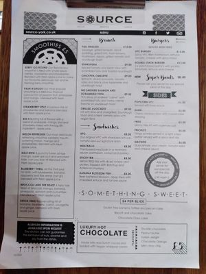 Menu side 1 (Nov 2021) at Source in York
