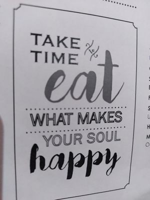Inspirational quotation from menu (Nov 2021) at Source in York