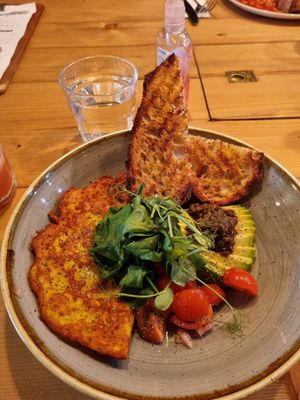 Chickpea omelette meal at Source in York