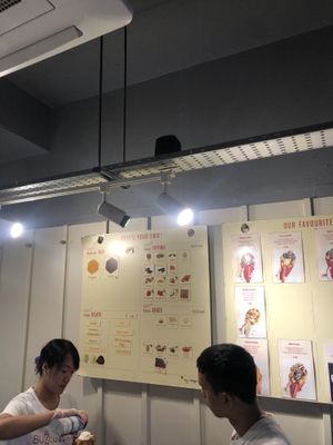 Pictured is the menu  at Bubblewrap Waffle in London