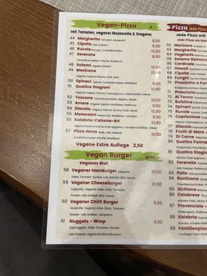 The vegan dishes   at Pizzeria Kalabria in Vienna