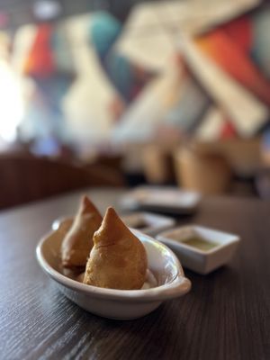 Samosa appetizers   at Aroma Circuit in Norfolk