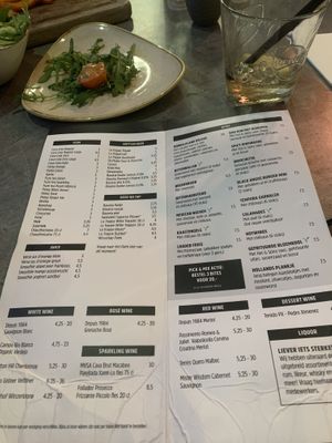 Menu  at De Beren in Rotterdam