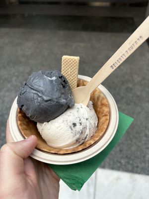 Wakanda + cookies and creamm  at eighty7sweets Vegan Ice Cream Company in Atlanta
