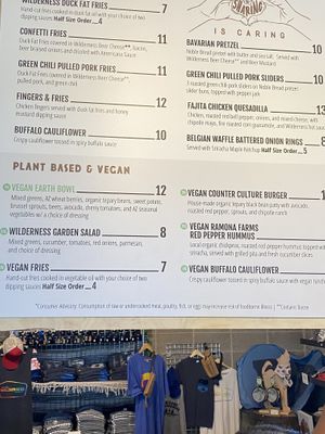 New vegan portion of the menu just updated today at Arizona Wilderness DTPHX in Phoenix
