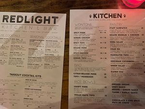 Food and cocktail menus   at Redlight in Bellingham