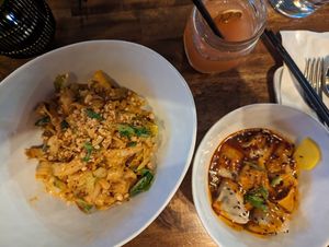 Hot noodles and spicy tofu wontons (a MUST at Redlight!) at Redlight in Bellingham