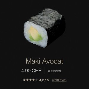 Maki avocat at Sushi Shop in Morges