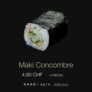 Maki concombre at Sushi Shop in Morges