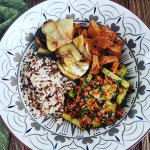 Amazing zucchini, eggplant and seitan bowl at Coco's Cuisine in Geneva