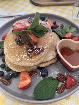 Lovely pancakes and separate, small vegan menu  at Emma's Diner in Whitby