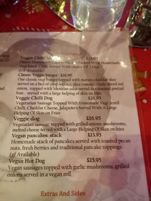 Menu part 1. at Emma's Diner in Whitby