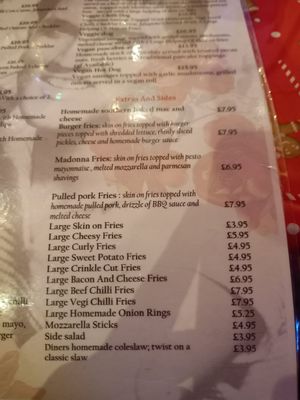 Menu part 2. at Emma's Diner in Whitby