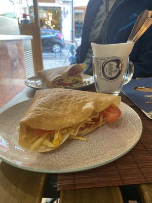 Crepe with cheese, tomato, corn and potato stick   at Krepart in Crete