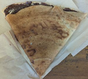 vegan crepe with cacao tahini and hazelnuts at Krepart in Crete