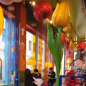 Colorful interior at Rond & Heerlijk - Dutch Pancake House in Dresden