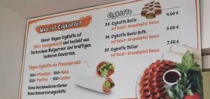 Tafel für Cigköfte at Sayf Kebab in Muenster