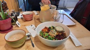 Table at Crust n Crumb in Pristina