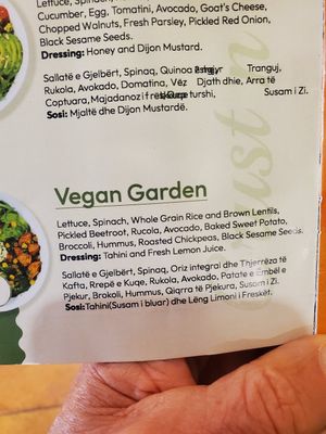 The only vegan choice.  One vegetarian option with cheese and egg. at Crust n Crumb in Pristina