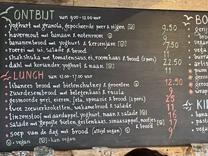 Menu  at Strandtent Het Puntje in The Hague