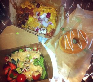 Frito Pie, salad, and donut! at Wheatsville Food Co-op in Austin