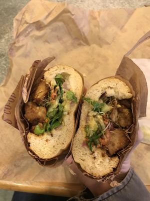 Popcorn tofu poboy. Iz just okay    at Wheatsville Food Co-op in Austin