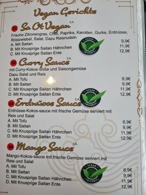 The vegan menu card at NYNAMY in Ingolstadt