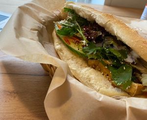 Vegan sandwich with fried tofu  at Hungry Monkey in Ingolstadt