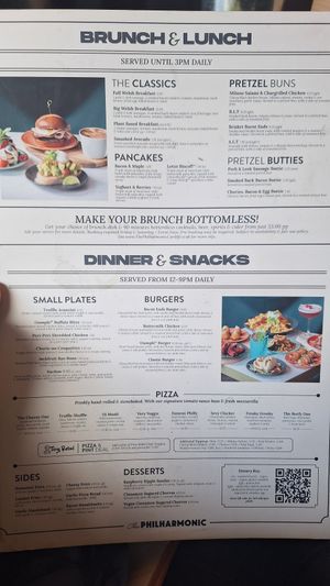 Some vegan options on the menu at The Philharmonic in Cardiff