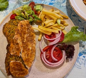 Patties with the best chips  at Petrino in Corfu