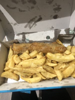 Vegan fish and chips   at Hobson's Fish & Chips in West London