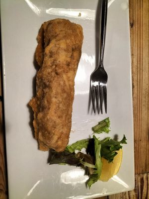 Vegan chip tout juste servi at Hobson's Fish & Chips in West London