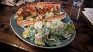Tofu sandwich with Cesar salad at Jude's Old Town in Seattle