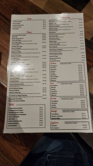 Menu at Basilico's Pizzeria in Dickson City