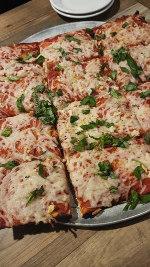 Vegan sicilian with basil and garlic at Basilico's Pizzeria in Dickson City