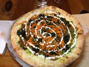 vegan pizza at Brazen Open Kitchen + Bar in Dubuque