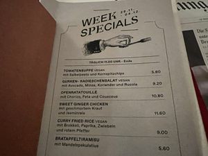 menu  at Hafenstadt Urban Area in Klagenfurt