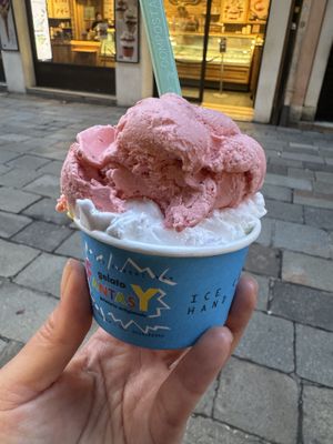 Vegan limone and fragola gelato   at Gelato Fantasy - San Giovanni in Venice