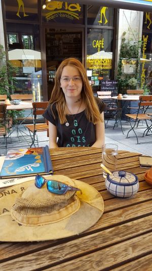 outside seating on the cathedral square is a big plus at Aha Cafe in Dresden