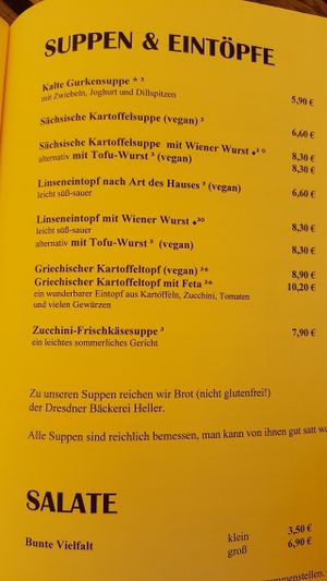 the menu 2 at Aha Cafe in Dresden