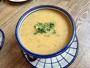 potato soup vegan  at Aha Cafe in Dresden