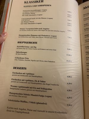 Speisekarte  at Aha Cafe in Dresden