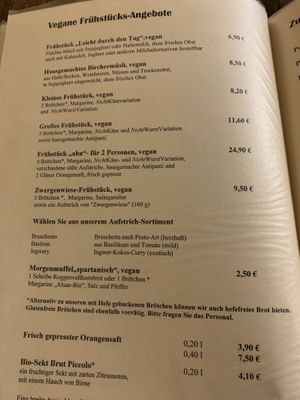 Speisekarte  at Aha Cafe in Dresden