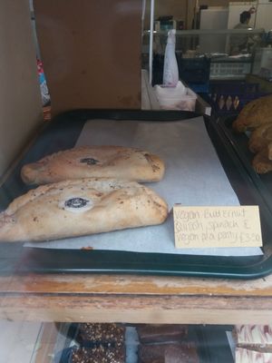 One of the vegan pastry options at Food For Thought in Totnes