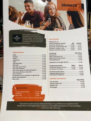 Drinks menu at Bibliotheek Oosterschelde in Goes