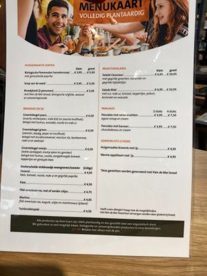 Food menu at Bibliotheek Oosterschelde in Goes