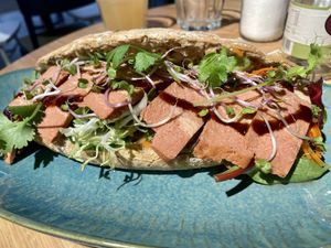 Sandwich with ‘Zeeuws spek’, a local delicacy   at Bibliotheek Oosterschelde in Goes