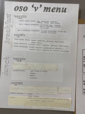 OSO Vegan Menu at Oso Jazz Nights in Bedford